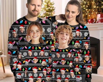 Custom Face Ugly Christmas Sweater, Personalized Family Photo Sweatshirt