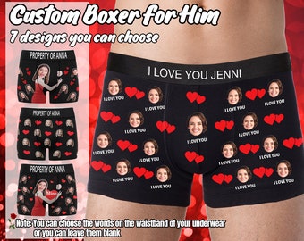 Custom Face Boxers Briefs, Personalized Photo Men’s Underwear, Underpant with Face,Valentine Day Wedding Birthday Gift for Boyfriend Husband