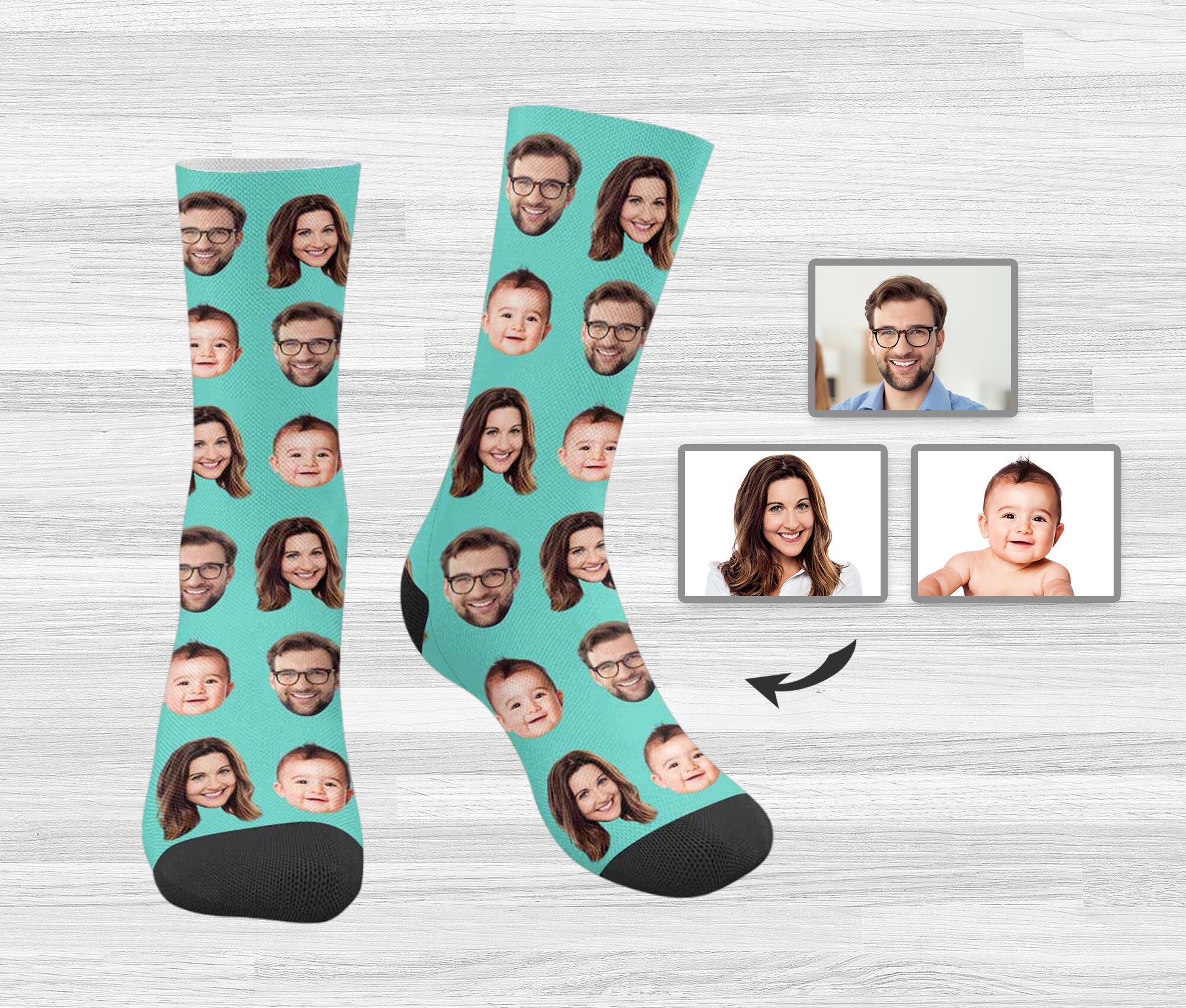 Custom Face Socks, Personalized Photo Socks, Unique Family Gift