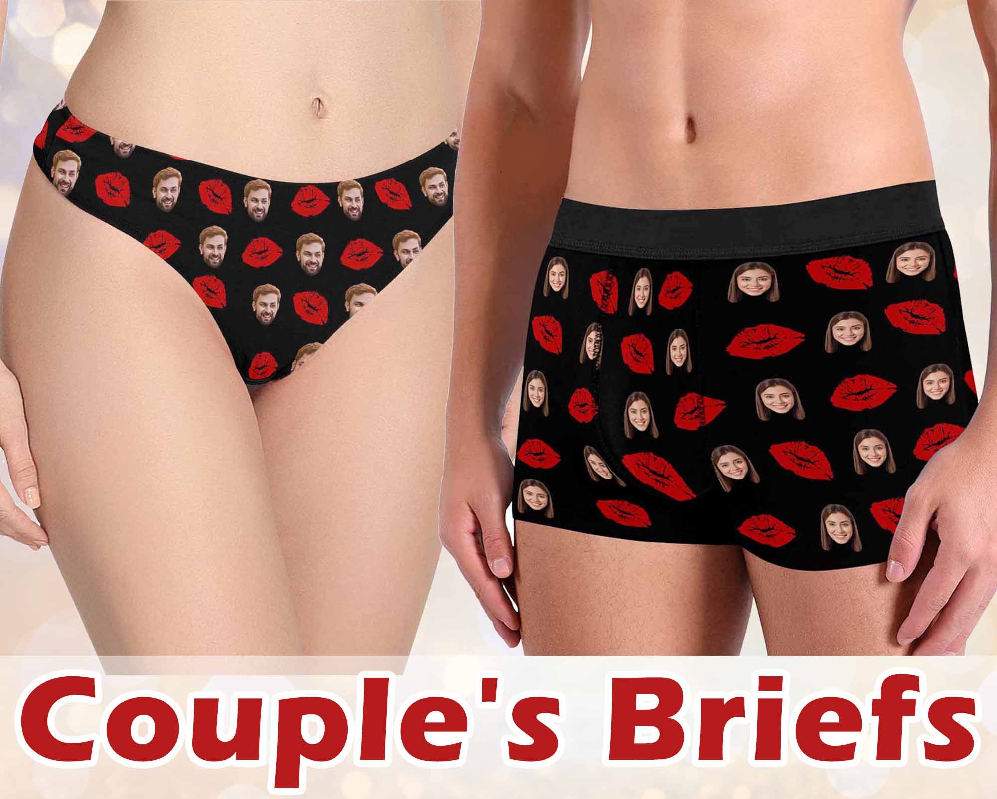 Personalized Couple Matching Underwear Gift, Custom Photo Face Panties,  Girlfriend Face Panties, Boyfriend Boxer Briefs, Newlywed Sexy Gifts 