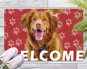 Custom Pet Photo Doormat, Personalized Dog Welcome Mat, Housewarming Gift