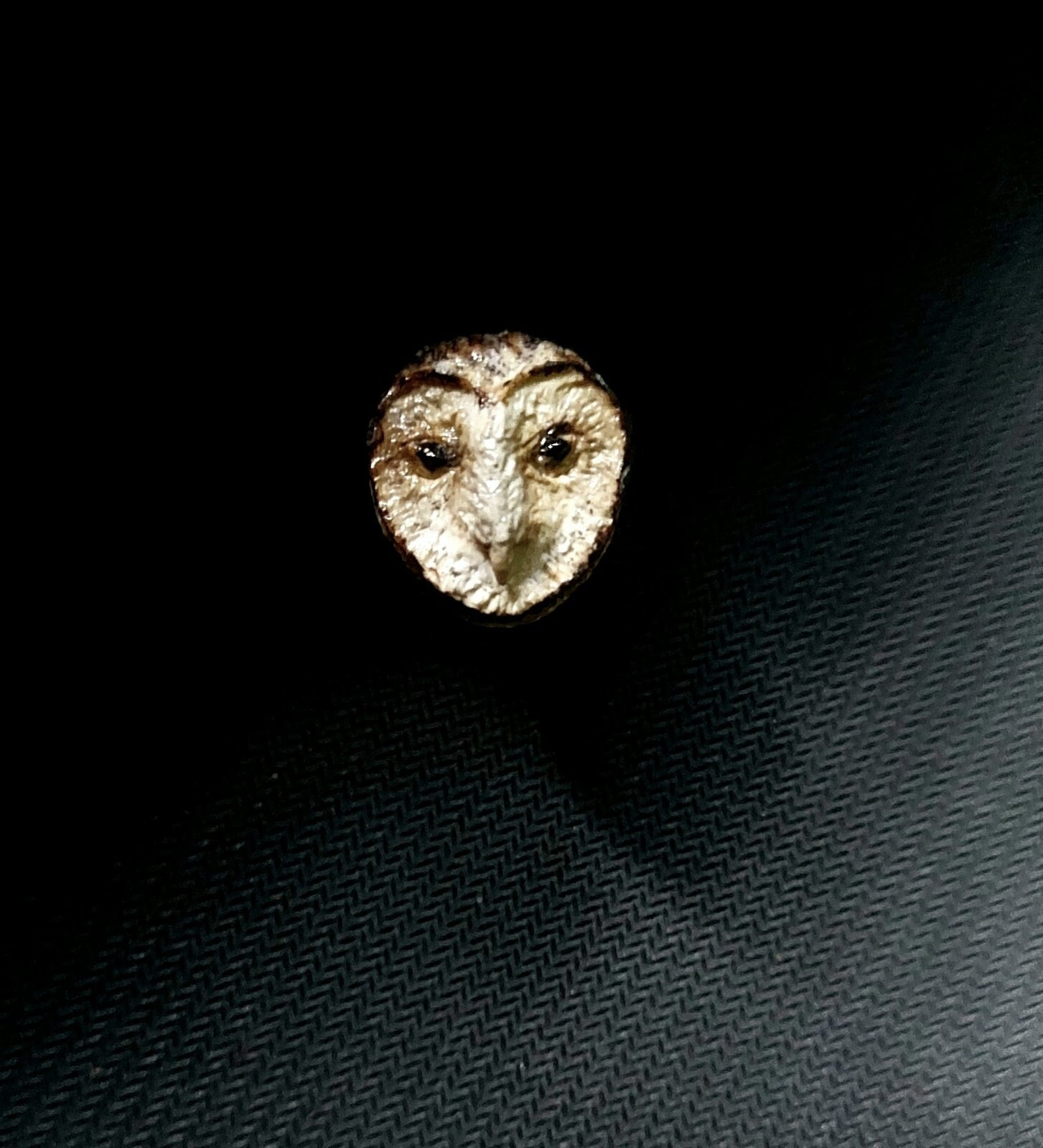 custom handmade adjustable owl finger ring, barn owl finger ring, hand painted finger ring, unisex p