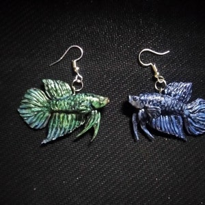 Mahachai betta fish Earrings, Custom Handmade Polymer Clay Fish Earrings, wild betta, realistic earrings, gift for her, fighter fish earring