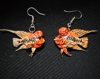 custom flowerhorn fish Earrings, custom pet earrings, Handmade Polymer Clay Fish Earrings, realistic earrings, fish jewelry, gift for her