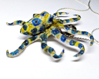 Custom Octopus pendant, custom fish pendant, pet jewelry, Handmade Polymer Clay Octopus pendant,fish jewelry, gift for her, handmade jewelry