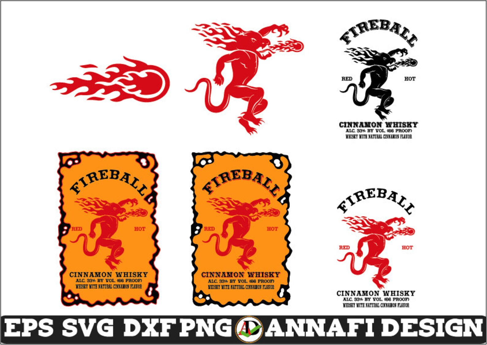 Fireball Whiskey labels SVG Vector Cri cut file Clipart | Etsy