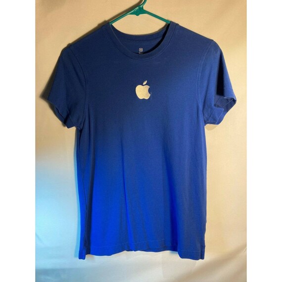Vintage Apple Logo T Shirt Women Blue XS