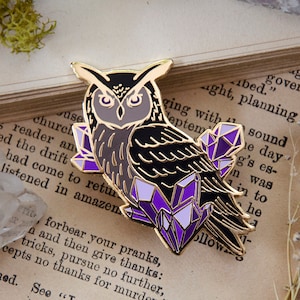 Amethyst Owl Enamel Pin