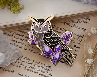 Amethyst Owl Enamel Pin