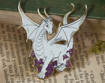 Iris Dragon Enamel Pin | Hard enamel 2" Mythical Fantasy Creature Gold Plated Pin