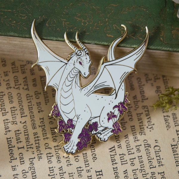 Iris Dragon Enamel Pin | Hard enamel 2" Mythical Fantasy Creature Gold Plated Pin