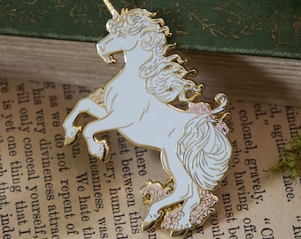 Lily Unicorn Enamel Pin | Hard enamel 2&quot; Mythical Fantasy Creature Gold Plated Pin