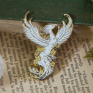 Daffodil Phoenix Enamel Pin | Hard enamel 2&quot; Mythical Fantasy Creature Gold Plated Pin