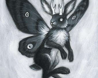 "Kunstdruck ""Nightfall Jackalope"" 8x10" Fine Art Giclee Qualität Dark Art Decor Fabelwesen Folklore."
