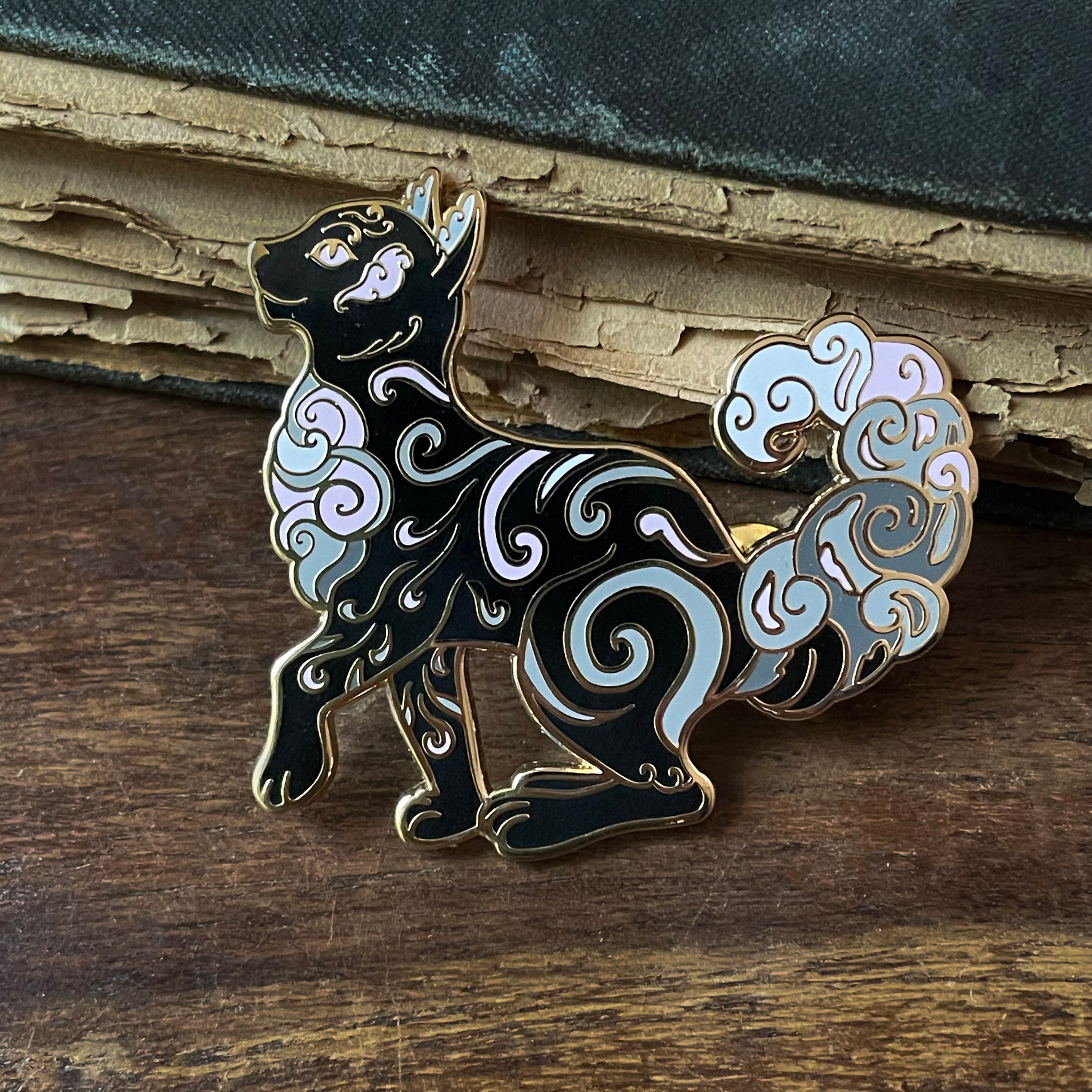Elemental Cats Enamel Pin - Air Cat | Gold Plated Collectible Pin