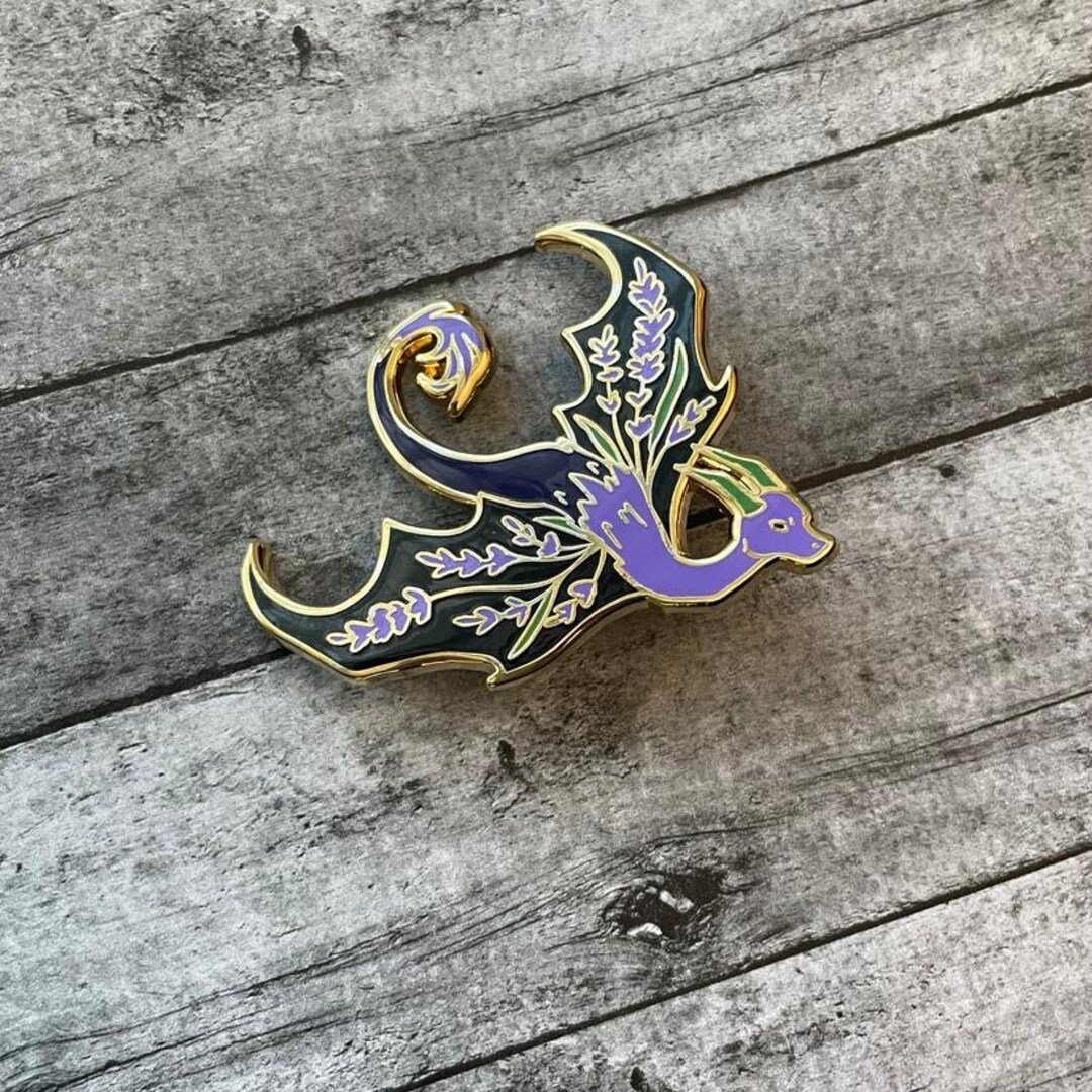 LE Lavender Dragon Enamel Pin | Hard Enamel 2" Flower Inspired Mythical ...