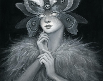 Stampa artistica "Regina delle falene" 8x10" Fine Art Giclée Quality Dark Art Decor Falena Fata