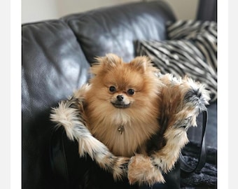 Tragetasche für kleine Hunde Tragetasche für Minis und Welpen Wärmer Wintersack mit Fell für Hunde Warme Wintertasche mit Fell für Hunde