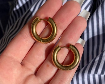 chunky gold hoop earrings ~ stainless steel