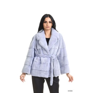Veste de vison chic et décontractée avec col anglais