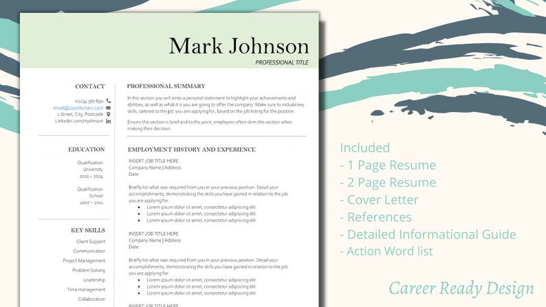 Minimalist Resume Template CV Template Modern Stylish - Etsy