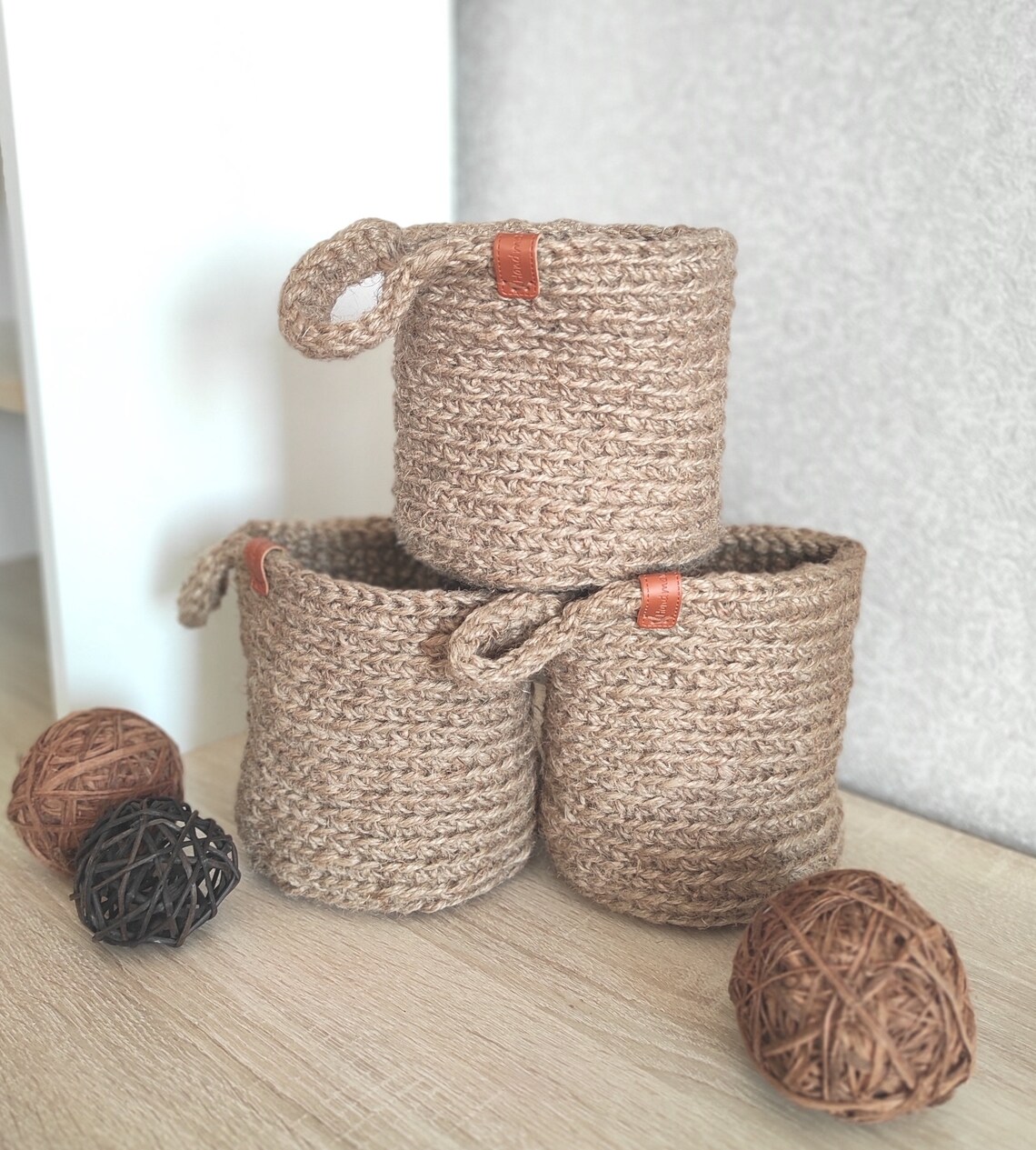 Hanging wall basket Ecofriendly holder Jute Organizer jute Etsy