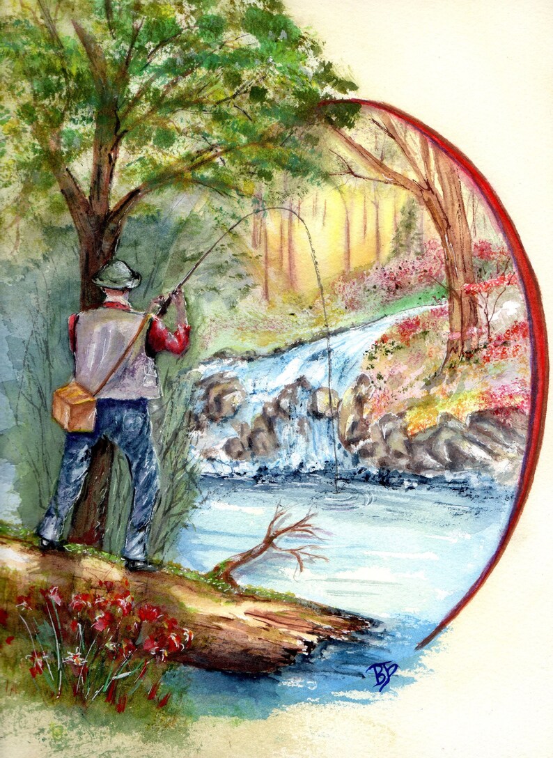 Download Original Watercolor Only Fishing Log I Watercolor Art Collectibles Efp Osteology Org