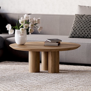 Ronde salontafel - Moderne salontafel - Houten salontafel - Unieke eikenhouten tafel - Originele salontafel - Scandinavische salontafel