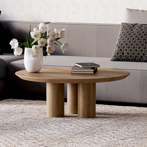 Round Coffee Table - Modern coffee table - Wood coffee table - Unique oak table - Original coffee table - Scandi coffee table