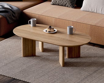 Modern coffee table - Oval coffee table - Unique coffee table - Solid oak coffee table - Coffee table for living room - Scandi coffee table