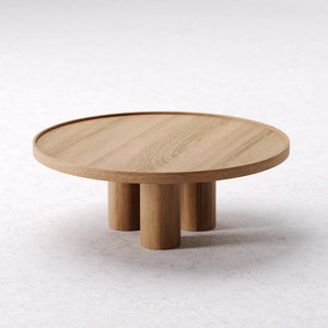 Aesthetic coffee table Round coffee table Unique coffee table Wood coffee table Minimalist oak table Japandi coffee table image 3