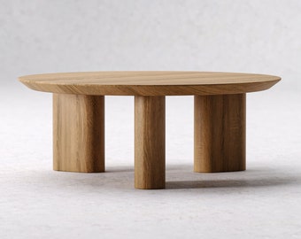 Moderner runder Couchtisch - Couchtisch - Couchtisch aus Holz - Einzigartiger Tisch - Großer Couchtisch - Tisch aus massiver Eiche - Wohnzimmermöbel