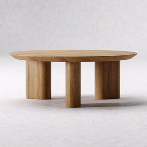 Modern Round Coffee Table Coffee table Wood coffee table Unique table Large coffee table Solid oak table Living room furniture image 1