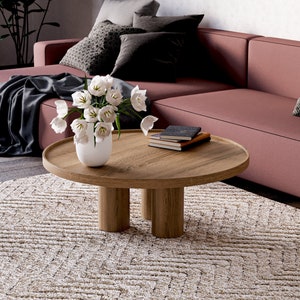 Modern coffee table - Round coffee table - Unique coffee table - Wood coffee table - Aesthetic oak table - Scandi coffee table