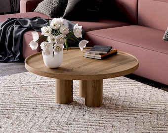 Modern coffee table - Round coffee table - Unique coffee table - Wood coffee table - Aesthetic oak table - Scandi coffee table