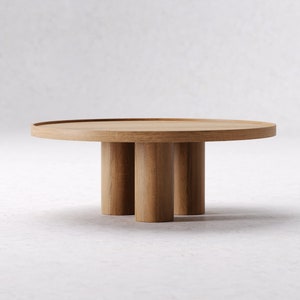 Aesthetic coffee table Round coffee table Unique coffee table Wood coffee table Minimalist oak table Japandi coffee table image 2