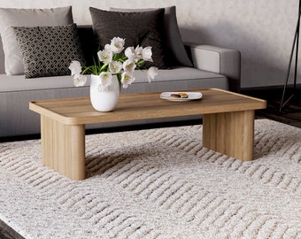 Wooden coffee table - Modern coffee table - Unique coffee table - Solid oak table - Japandi coffee table - Living room coffee table