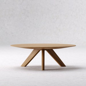 Round Coffee Table - Unique coffee table - Wood coffee table - Minimalist oak table - Oak coffee table - Japandi coffee table