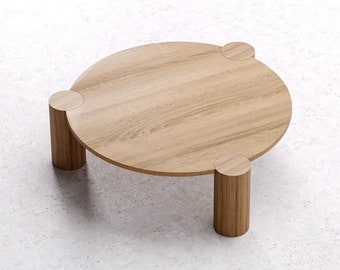 Unique Coffee Table - Round coffee table - Wood coffee table - Modern oak table - Low coffee table - Japandi coffee table