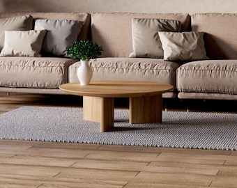 Round Coffee Table - Modern coffee table - Solid wood coffee table - Minimalist coffee table - Oak coffee table - Scandi coffee table