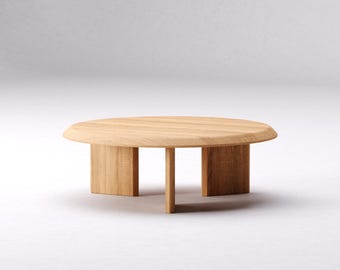 Solid Oak Round Coffee Table - Modern Scandi Modern Design - Japandi coffee table