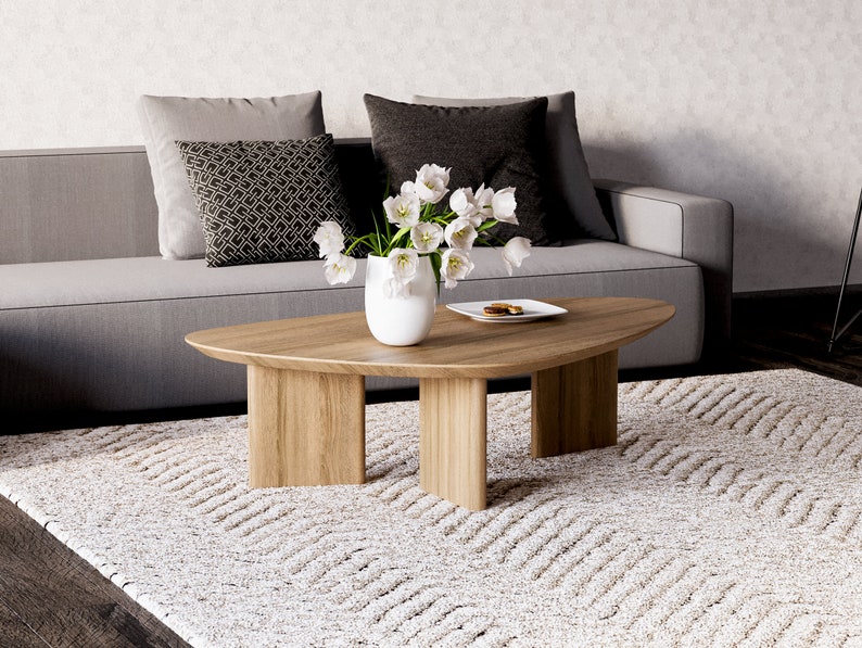 Aesthetic Coffee Table Unique coffee table Wood coffee table Solid oak coffee table Living room coffee table Scandi coffee table image 4