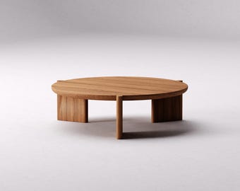 Round Modern Coffee Table - Solid oak coffee table - Unique coffee table - Low coffee table - Original coffee table - Japandi coffee table