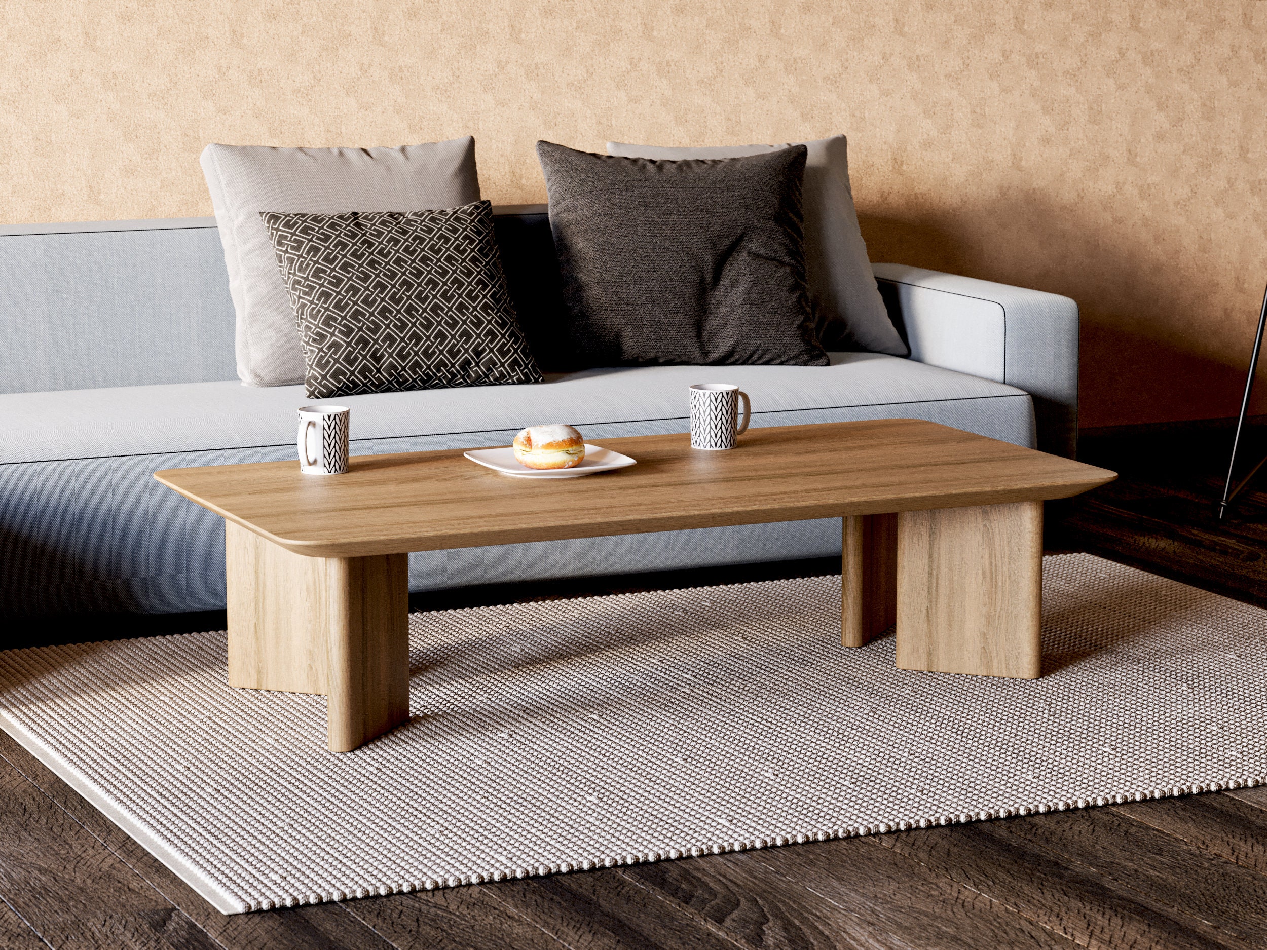 Modern Coffee Table Japandi Coffee Table Wooden Coffee - Etsy