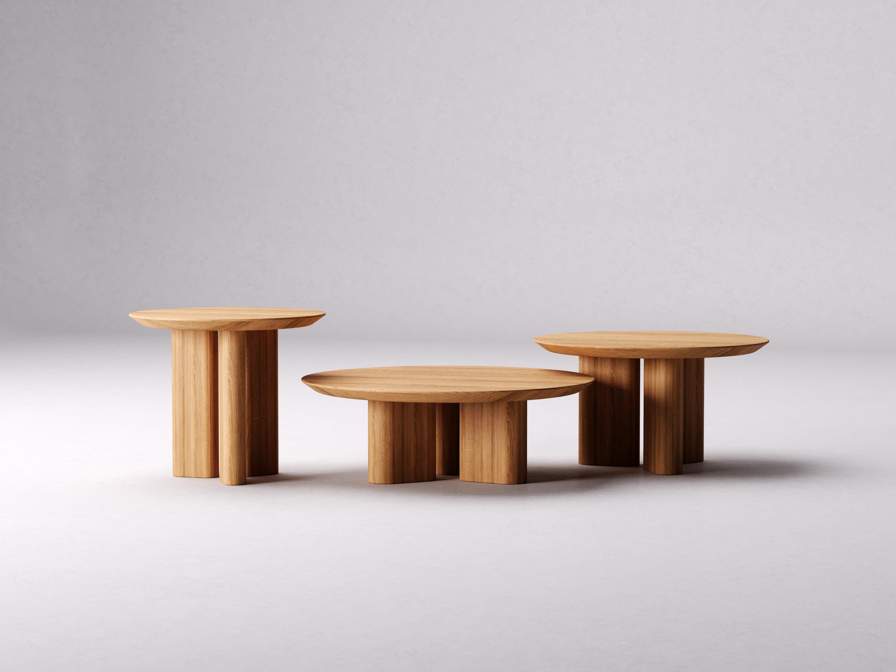 Nesting coffee table - Round Coffee Table Set - Wood coffee table set - Solid oak table - Scandi coffee table - Living room coffee table