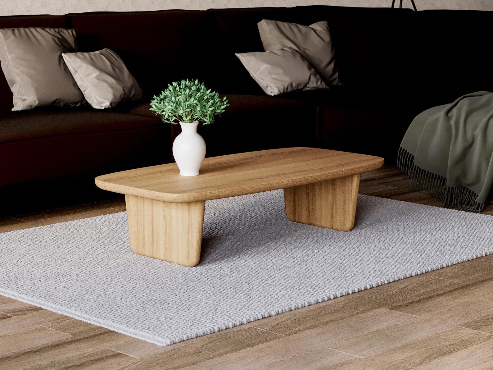 Bill modern solid oak Japandi coffee table custom sizing