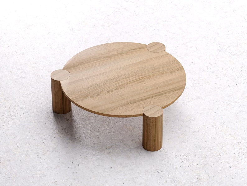 Unique Coffee Table Round coffee table Wood coffee table Modern oak table Low coffee table Japandi coffee table image 1