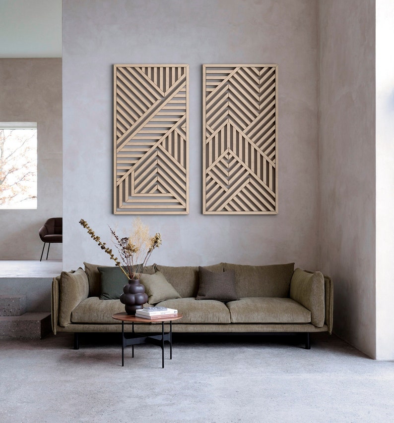 Geometric Wood Wall Panels Geometric Wood Wall Art Modern Etsy