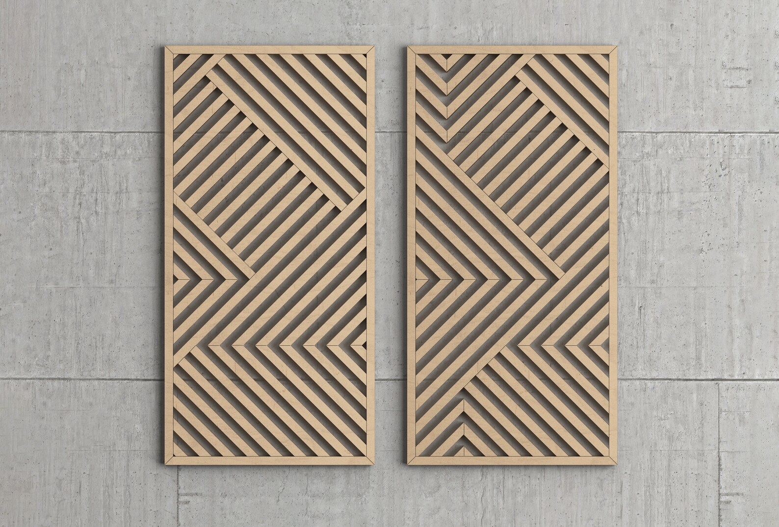 Wood Wall Art Set Geometric Wood Wall Panels Modern Wood Etsy