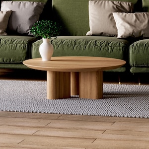 Solid Wood Coffee Table - Round coffee table - Unique coffee table - Modern oak table - Scandinavian coffee table - Living room coffee table